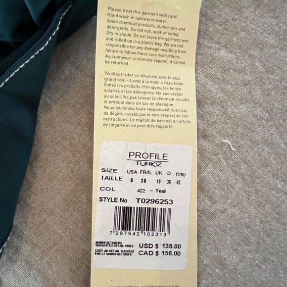 Profile by gottex NWT one piece swimsuit size 8 color teal - Picture 9 of 12